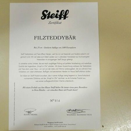 Steiff-Sondereditionen mit Zertifikat